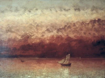 Le lac Léman avec soleil couchant, vers 1876